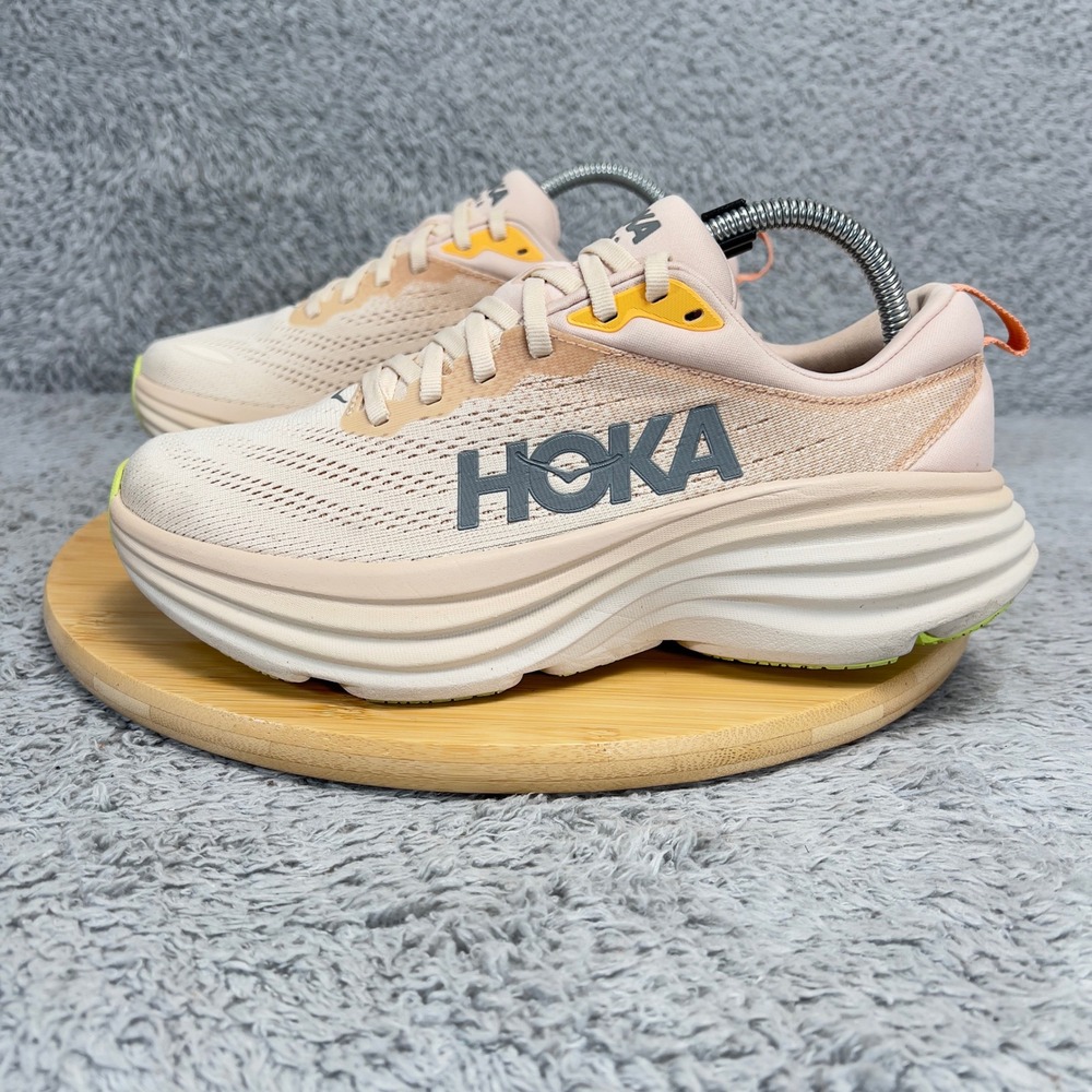 Hoka Bondi 8 Running Shoes Womens 8B Peach Pink Cream 1127952 CMV Athleisure Gym